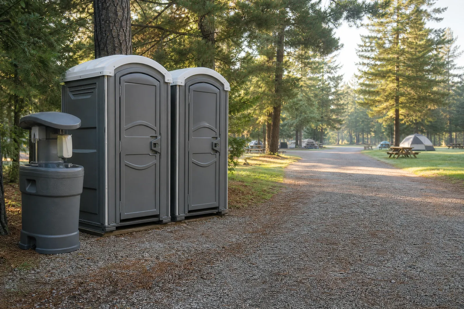 Inclusive access with ADA-accessible portable restrooms portable sanitation setup